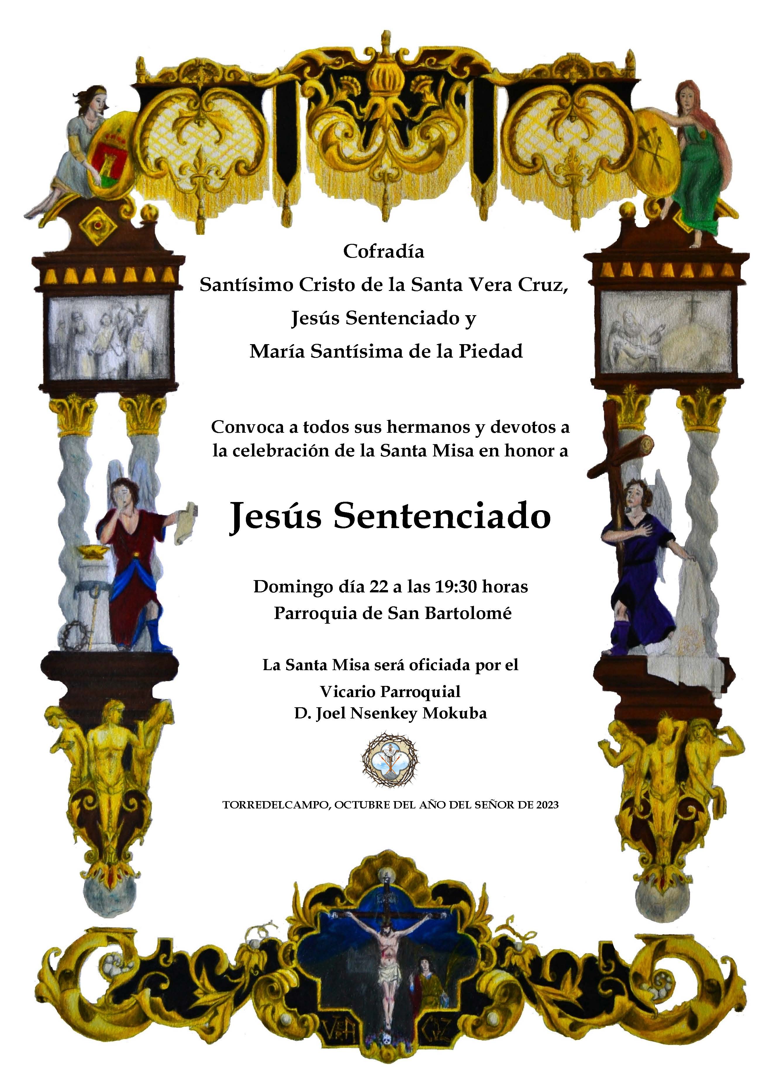 SANTA MISA EN HONOR A JESUS SENTENCIADO  DOMINGO 22 DE OCTUBRE 19.30 PARROQUIA DE SAN BARTOLOME