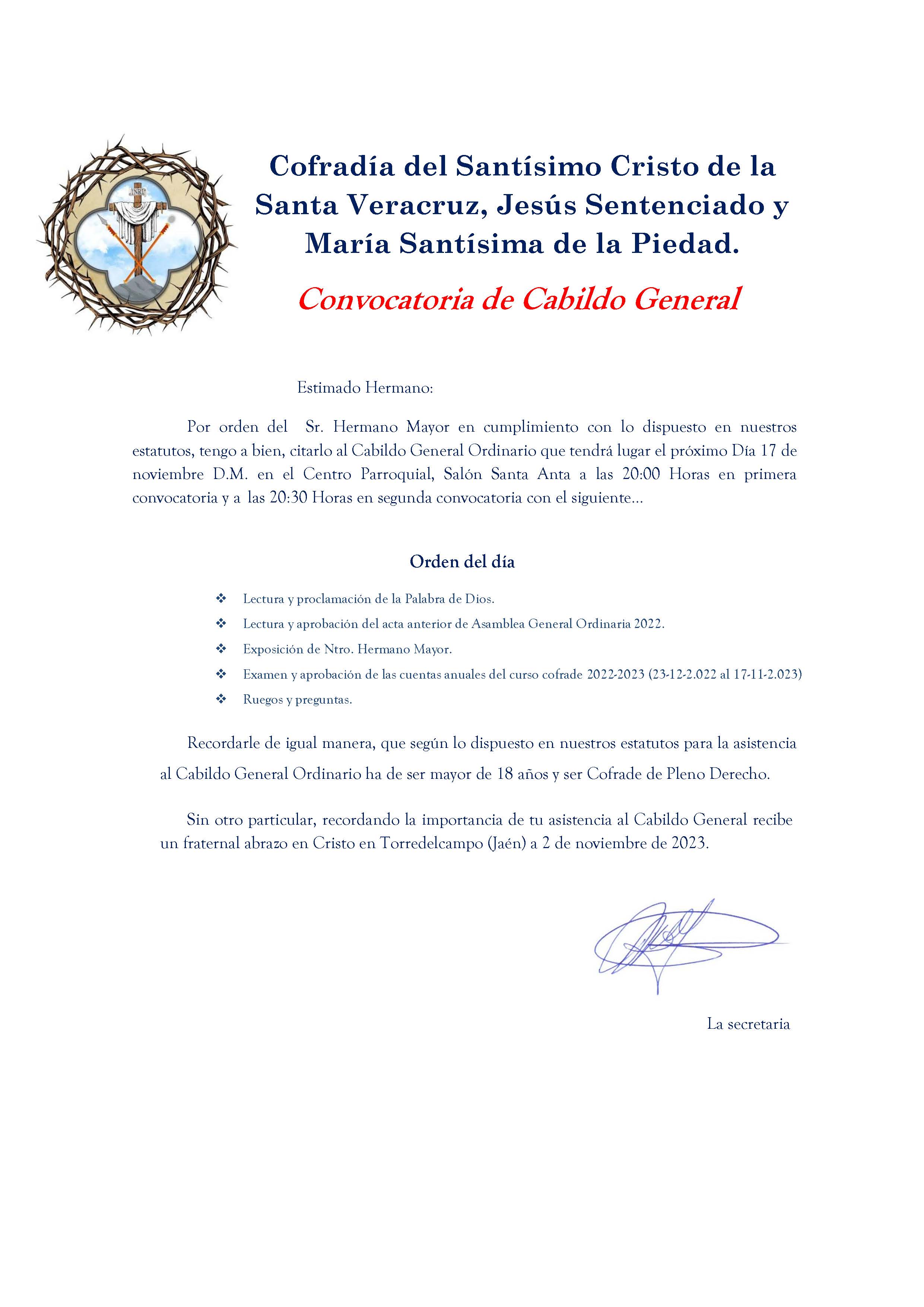 𝐂𝐀𝐁𝐈𝐋𝐃𝐎 𝐆𝐄𝐍𝐄𝐑𝐀𝐋 𝐃𝐄 𝐇𝐄𝐑𝐌𝐀𝐍𝐎𝐒 𝟏𝟕 𝐍𝐎𝐕𝐈𝐄𝐌𝐁𝐑𝐄