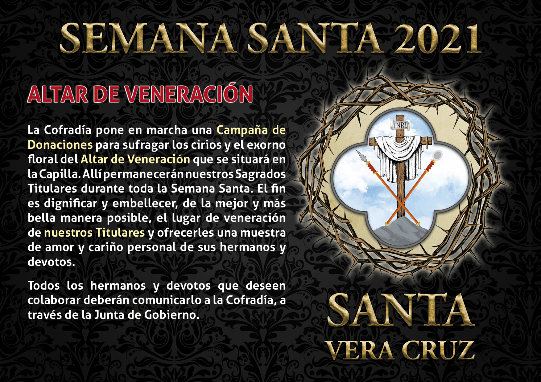 ALTAR DE VENERACION SEMANA SANTA 2.021